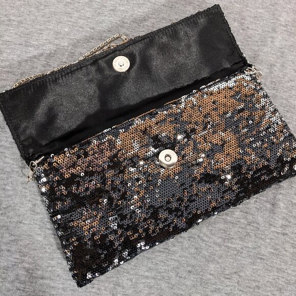 Black and Silver Sequin Purse (new) - Picture 2 of 3